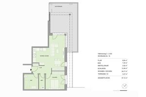 Grundriss App. 16 Ansicht mit Beispielmöblierung