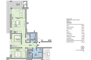 Grundriss App. 5 Ansicht mit Beispielmöblierung